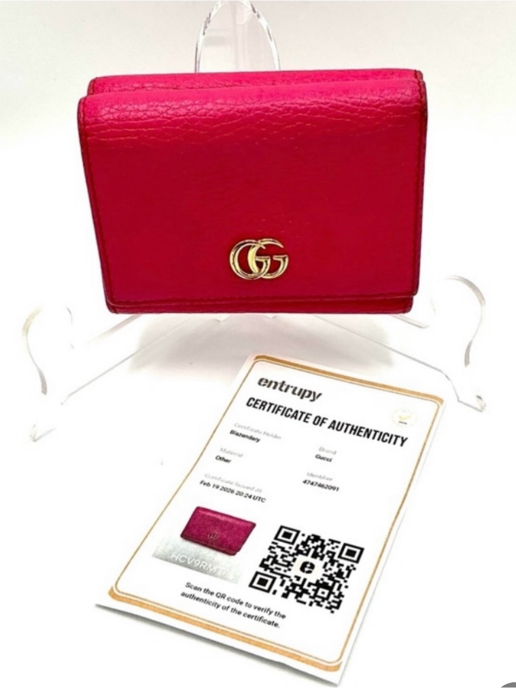 Gucci Hot Pink Small Wallet With Gold Gg